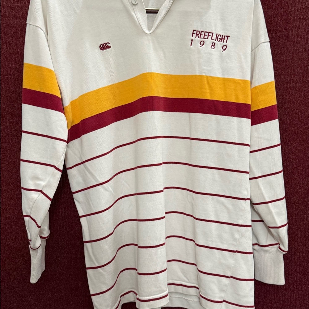 Canterbury Rugby Vintage Shirt - White, Yellow, and Red (Size XXL but fits XL)